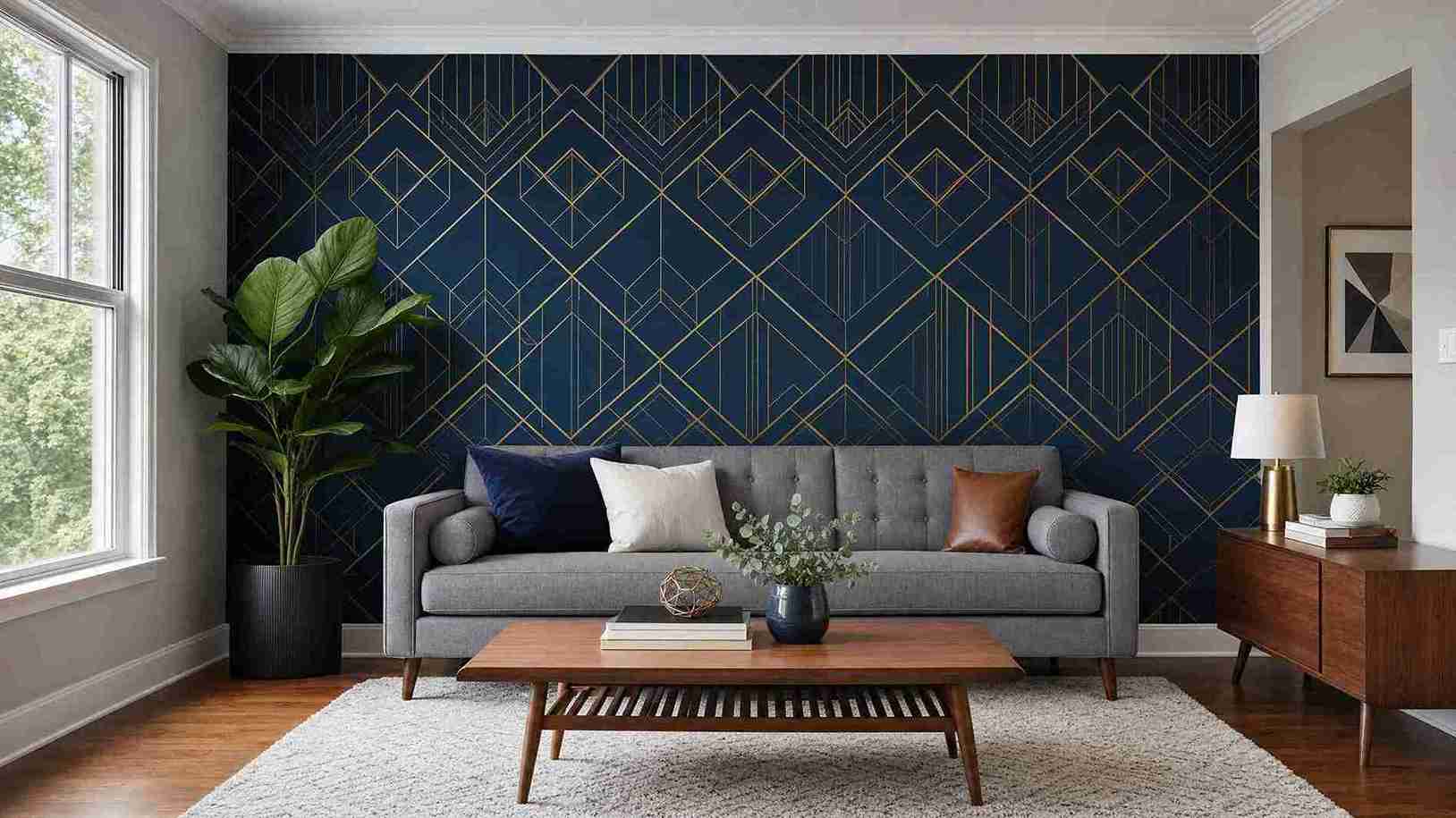 Living room after wallpaper installation