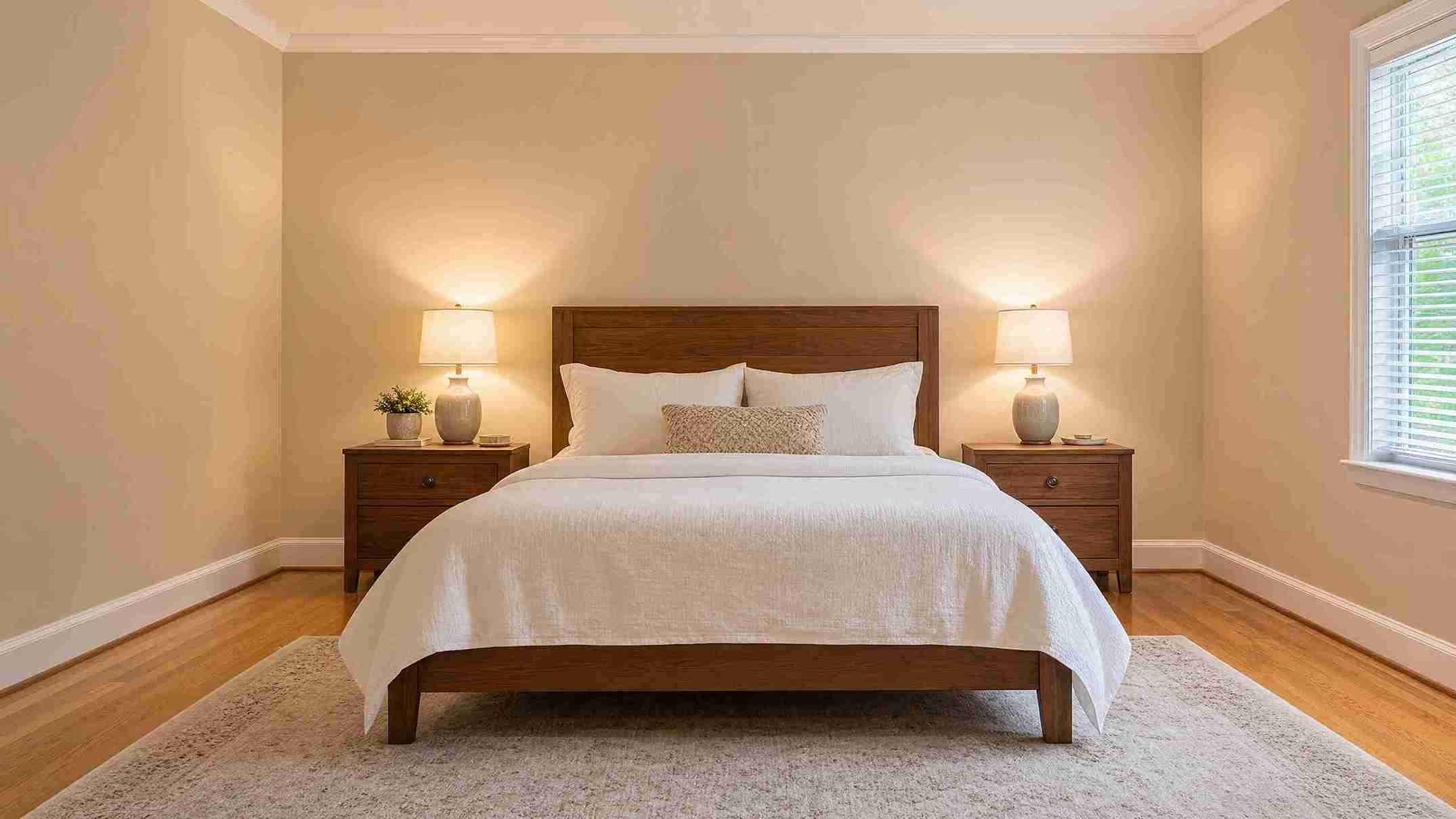 Bedroom before wallpaper installation