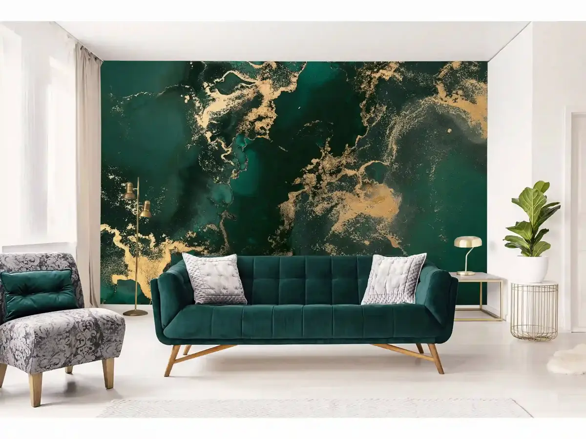 Professional wallpaper installation in a luxury San Francisco living room